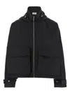 Armarium Cotton Blend Jacket With High Collar And Adjustable Hood In Black