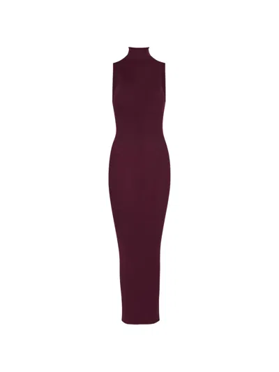 Armarium High-neck Sleeveless Midi Dress In Burgundy