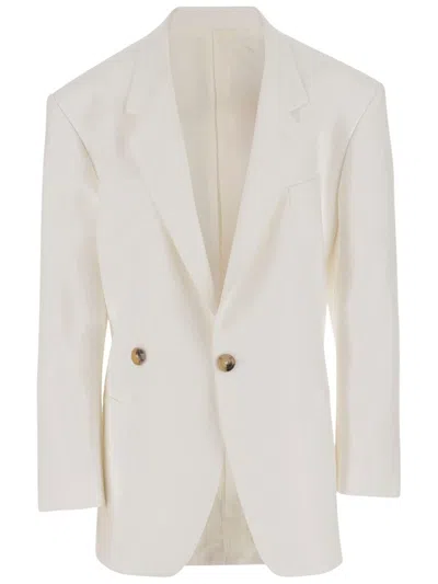 Armarium Hubby Single-breasted Cotton Jacket In White