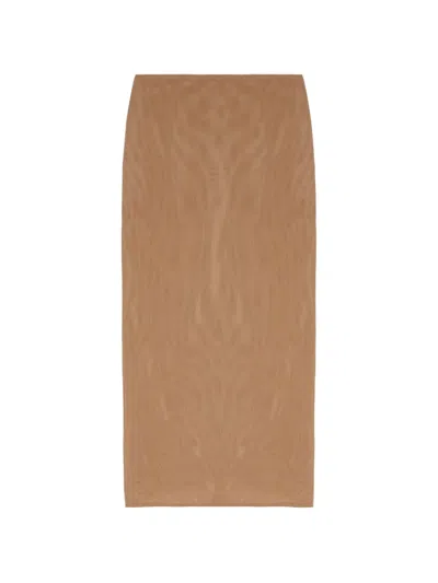 Armarium Jackie High-waisted Slit Midi Skirt In Brown