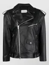 Armarium Lambskin Biker Jacket Silver Tone Hardware In Black
