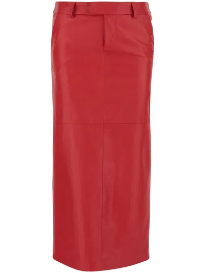 ARMARIUM LEATHER COLUMN SKIRT