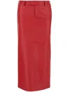 Armarium Leather Column Skirt In Red