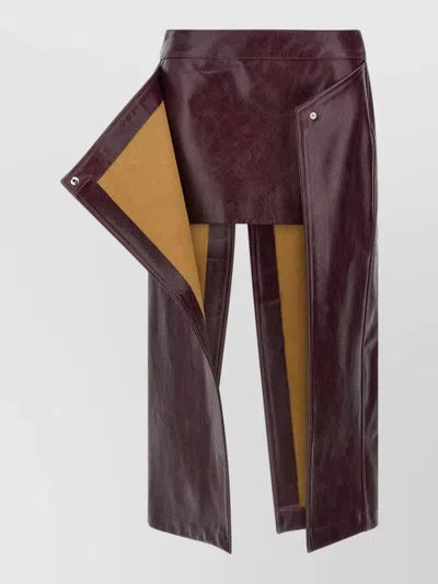 Armarium Leather Wrap Skirt In Burgundy