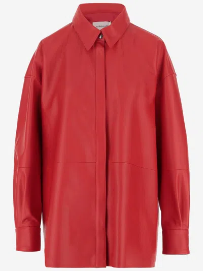 Armarium Leo Leather Shirt In Red