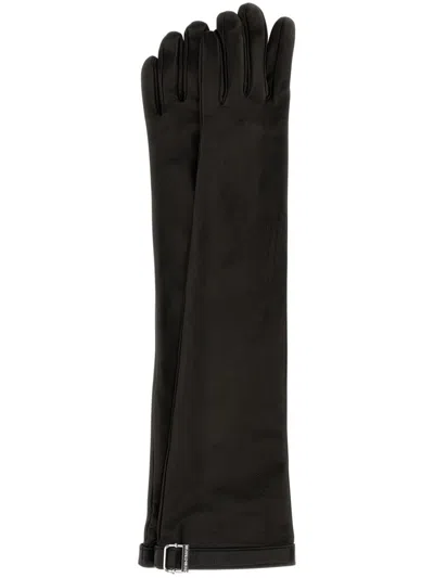 Armarium Long Leather Gloves In Black