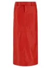 Armarium Leather Column Skirt In Red