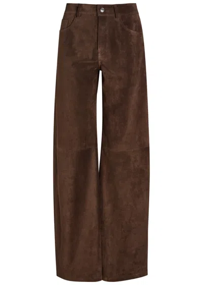 Armarium Luke Wide-leg Suede Trousers In Brown