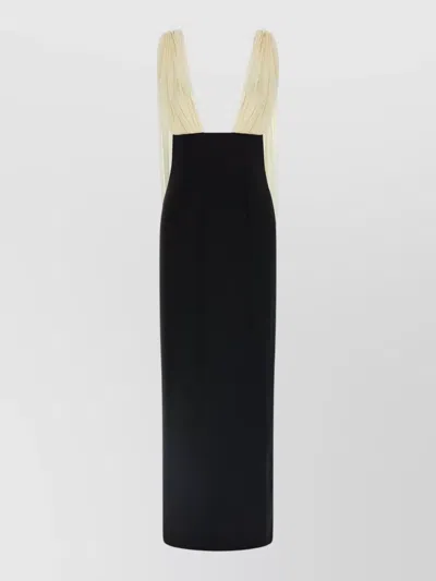 Armarium Mara Dress Sheer Pleated Sleeveless Slit In Black