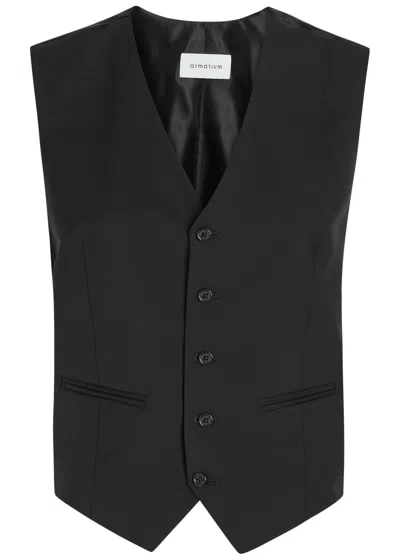 Armarium Mark Wool And Satin Vest In Black