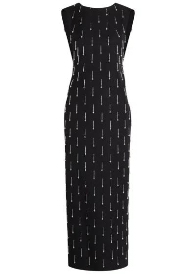 Armarium Mina Crystal-embellished Wool Midi Dress In Black