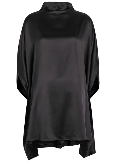 Armarium Miranda Cape-effect Stretch-silk Satin Mini Dress In Black