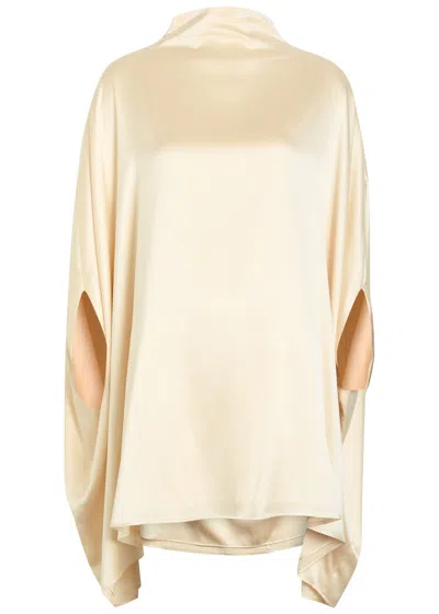 Armarium Miranda Cape-effect Stretch-silk Satin Mini Dress In Yellow
