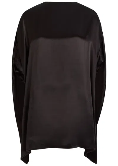 Armarium Nicla Draped Asymmetric Satin Mini Dress In Brown