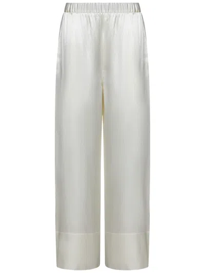 Armarium Pure Silk Pants In Bianco