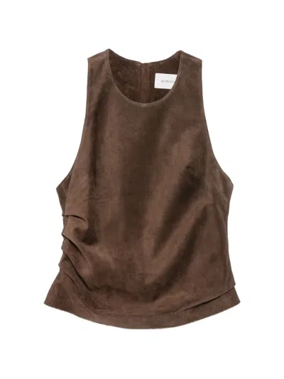 Armarium Pernilla Ruched Suede Top In Brown