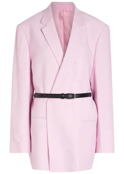 Armarium Rea Belted Slubbed Woven Blazer In Pink