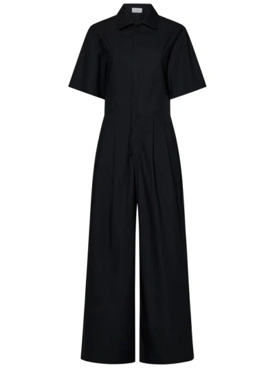 Armarium Roman Black Cotton Poplin Short-sleeved Jumpsuit