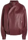 Armarium Salma Grained Leather Bomber Jacket In Burgundy
