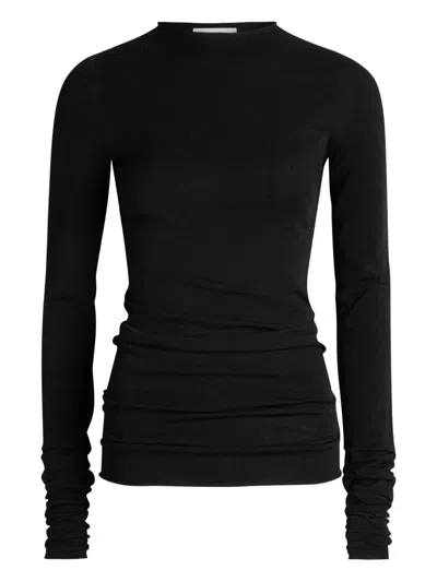Rick Owens Long-sleeved Wool T-shirt In Black