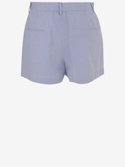 Armarium Striped Cotton Shorts In Blue