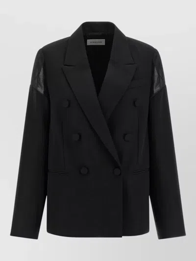 Armarium Sveva Blazer Notched Lapels Button Accents Sheer In Black