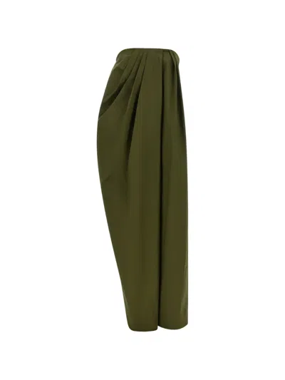 Armarium Tullia Asymmetrical Draped Maxi Dress In Green