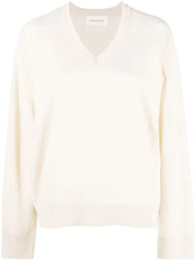 Armarium V-neck Knitted Jumper In Off-white
