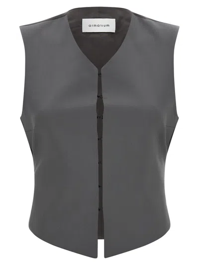 Armarium Virgin Wool Sleeveless Women's Jacket In Gray