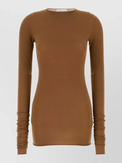 Armarium Viscose Blend Sita Round Neck Top In Brown