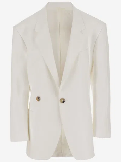 ARMARIUM WHITE HUBBY SINGLE-BREASTED COTTON JACKET