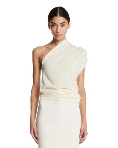 Armarium White One-shoulder Top In White Bianco   #ffffff