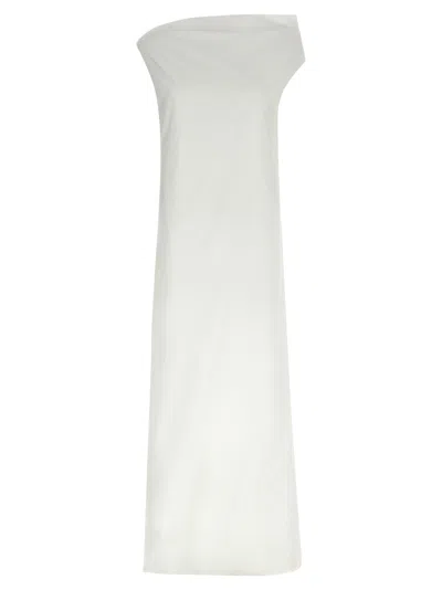 ARMARIUM WHITE STRETCH POPLIN TICHE ONE-SHOULDER DRESS