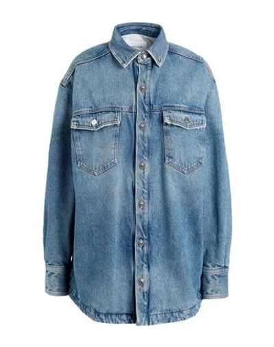 Armarium Woman Denim Shirt Blue Size 4 Cotton, Polyester