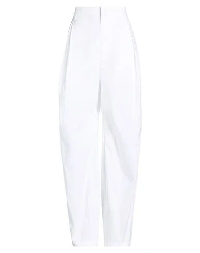 Armarium Woman Pants White Size 4 Cotton, Elastomultiester
