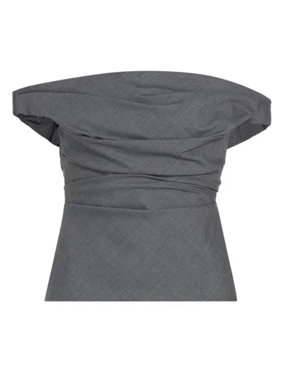 Armarium Women's Dora Draped Wool Top In Grey