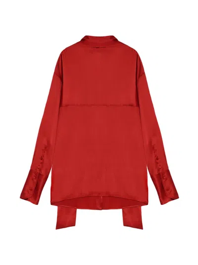 Armarium Women's Elide Silk Tieneck Oversized Shirt In Red