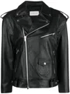 Armarium Lambskin Biker Jacket Silver Tone Hardware In Black