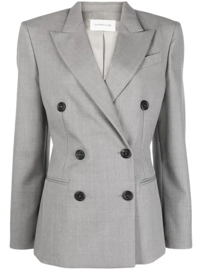 Armarium Women Light Grey Double-breasted Wool Blazer, M Luxury Blazers For Women Darveys In Gray