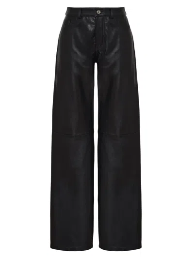 Armarium Women's Luke Leather Wide-leg Pants In Black