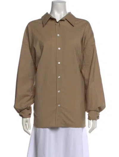 Pre-owned Armarium Wool Long Sleeve Button-up Top In Neutral