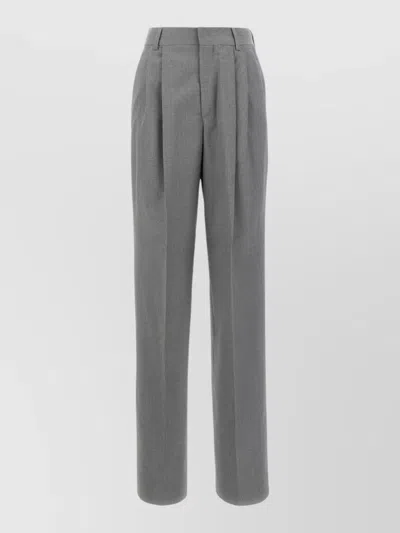 Armarium Wool Tailored Pants Belt Loops Pleats In Gray
