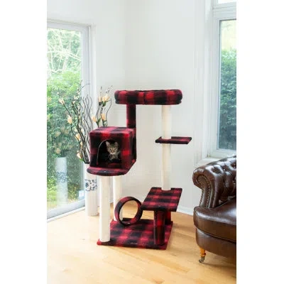 Armarkat 50" Classic Real Wood Cat Tree In Black,red
