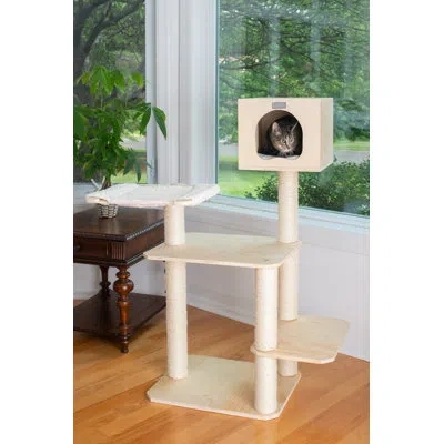 Armarkat 50" Premium Premium Scots Pine Real Wood Cat Tree In Tan