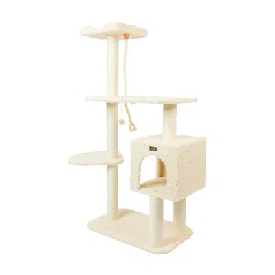 Armarkat 57" Faux Fur Covered Real Wood Cat Tree In Beige
