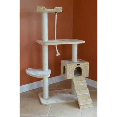 Armarkat 58" Classic Natural Sisal Real Wood Cat Tree In Beige