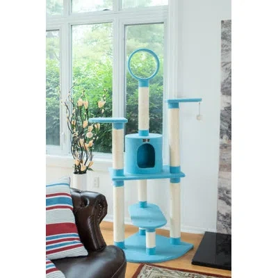 Armarkat 66" Classic Classic Real Wood Jackson Galaxy Approved Cat Tree In Sky Blue