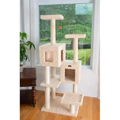 Armarkat 67" Classic Real Wood Cat Tree In Beige
