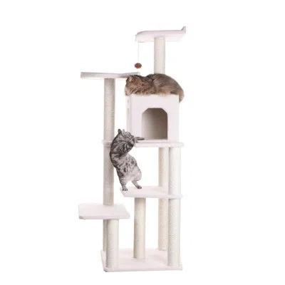 Armarkat 68" Classic Classic Real Wood Jackson Galaxy Approved Cat Tree In Ivory