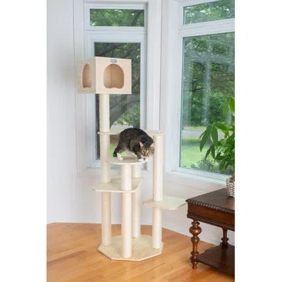Armarkat 69" Premium Real Wood Scots Pine Cat Tree In Natural